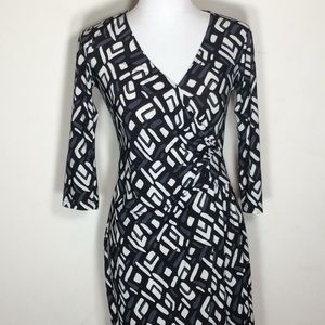Geometric Print Faux Wrap Dress